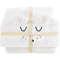 Alvi® Bade-Poncho Faces Weiß 60 X 60 Cm