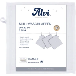 Alvi® Mullwaschlappen 3er Pack Weiß 20 X 20 Cm