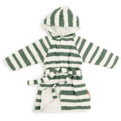 Done By Deer™ Bademantel Musselin Stripes Grün