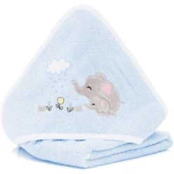 Fillikid Kapuzenbadetuch Elefant Hellblau 75x75 Cm