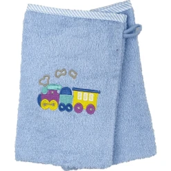 HÜTTE & CO Waschhandschuh 2er Pack Eisenbahn Hellblau