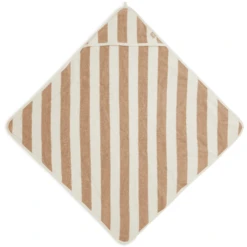 Jollein Kapuzenbadetuch Stripe Frottee 75x75cm Biscuit