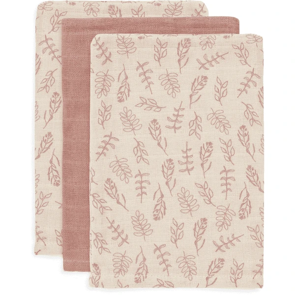 Jollein Mull Waschlappen 3er-Pack Meadow Rosewood 1 Jollein Mull Waschlappen 3er-Pack Meadow Rosewood
