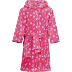 Playshoes Fleece-Bademantel Blumen Pink