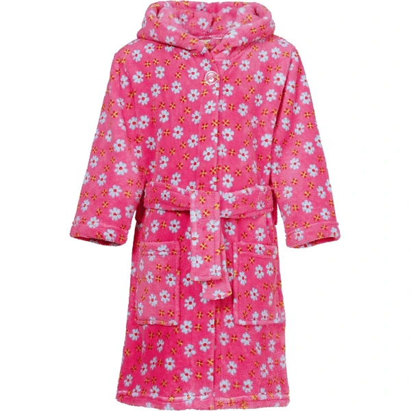 Playshoes Fleece-Bademantel Blumen Pink 1 Playshoes Fleece-Bademantel Blumen Pink