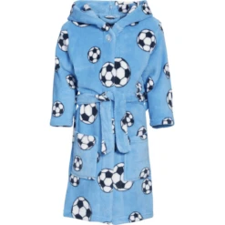 Playshoes Fleece-Bademantel Fußball Blau