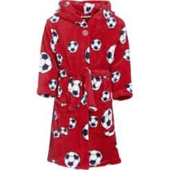 Playshoes Fleece-Bademantel Fußball Rot