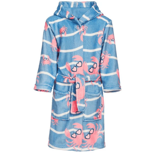Playshoes Fleece-Bademantel Krebs Blau-pink 1 Playshoes Fleece-Bademantel Krebs Blau-pink