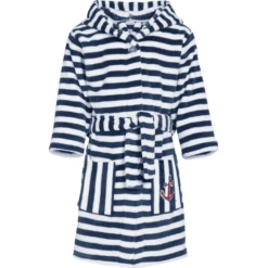 Playshoes Fleece-Bademantel Streifen Maritim
