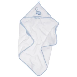 Playshoes Frottee-Kapuzentuch Elefant Weiß-blau