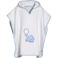 Playshoes Frottee-Poncho Elefant Weiß-blau