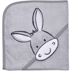 WÖRNER SÜDFROTTIER Kapuzenbadetuch Esel Hellgrau 80 X 80 Cm