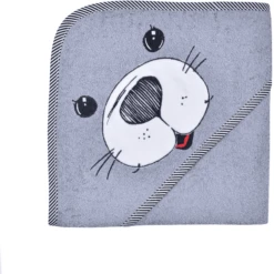 WÖRNER SÜDFROTTIER Kapuzenbadetuch Seehund Grau 80 X 80 Cm