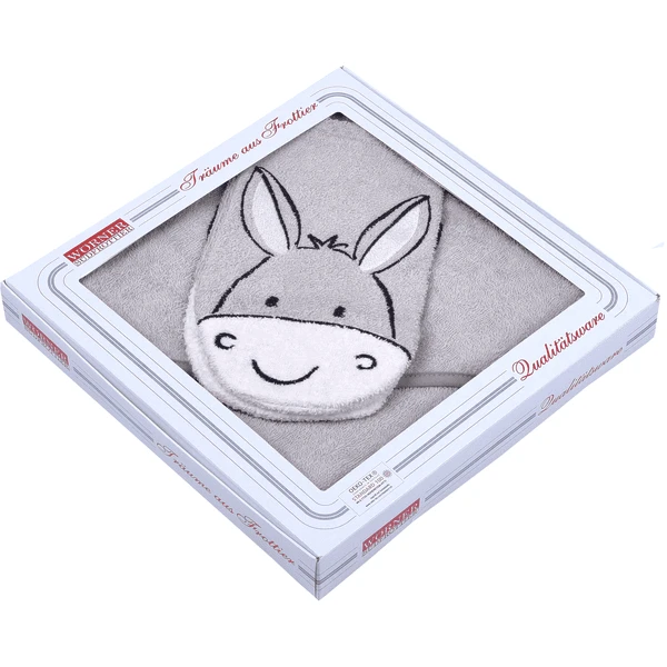 WÖRNER SÜDFROTTIER Set Kapuzenbadetuch Und Waschhandschuh Esel Hellgrau 80 X 80 Cm 1 WÖRNER SÜDFROTTIER Set Kapuzenbadetuch Und Waschhandschuh Esel Hellgrau 80 X 80 Cm