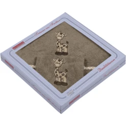 WÖRNER SÜDFROTTIER Set Kapuzenbadetuch Und Waschhandschuh Giraffe Hellbraun 80 X 80 Cm