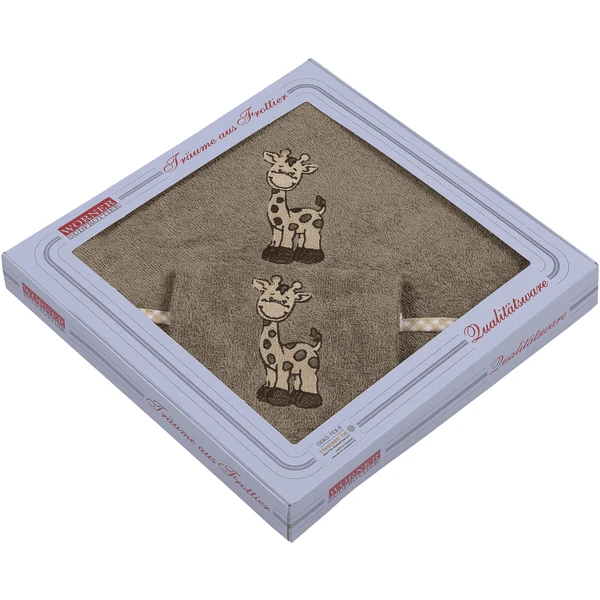 WÖRNER SÜDFROTTIER Set Kapuzenbadetuch Und Waschhandschuh Giraffe Hellbraun 80 X 80 Cm 1 WÖRNER SÜDFROTTIER Set Kapuzenbadetuch Und Waschhandschuh Giraffe Hellbraun 80 X 80 Cm